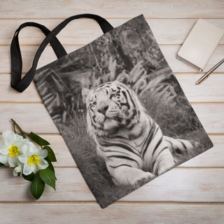 Lina vai kokvilnas auduma maisiņš «Tīģeris» | Kolekcija «Melnbalts»
