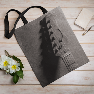 Lina vai kokvilnas auduma maisiņš «Ģitāra» | Kolekcija «Melnbalts»