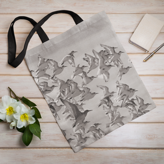 Lina vai kokvilnas auduma maisiņš «Kaiju bars» | Kolekcija «Melnbalts»