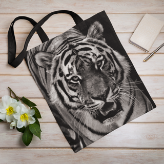 Lina vai kokvilnas auduma maisiņš «Melnbaltais tīģeris» | Kolekcija «Melnbalts»