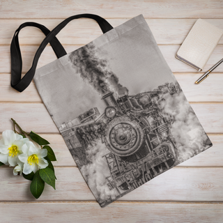 Lina vai kokvilnas auduma maisiņš «Tvaika lokomotīve» | Kolekcija «Melnbalts»