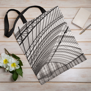 Lina vai kokvilnas auduma maisiņš «Stikla angārs» | Kolekcija «Melnbalts»