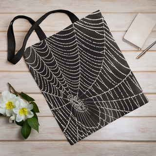 Lina vai kokvilnas auduma maisiņš «Zirnekļa tīkls» | Kolekcija «Melnbalts»