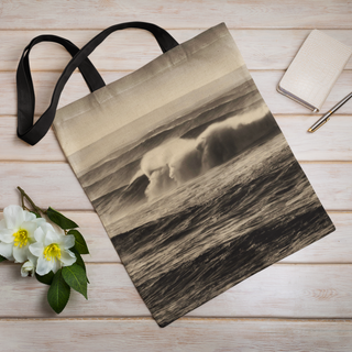 Lina vai kokvilnas auduma maisiņš «Viļņi» | Kolekcija «Melnbalts»