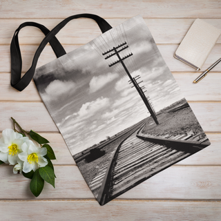 Lina vai kokvilnas auduma maisiņš «Dzelzceļš uz nekurieni» | Kolekcija «Melnbalts»