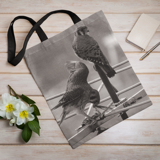 Lina vai kokvilnas auduma maisiņš «Divi putni» | Kolekcija «Melnbalts»