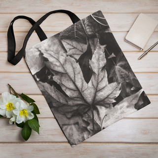 Lina vai kokvilnas auduma maisiņš «Kļavu lapas» | Kolekcija «Melnbalts»