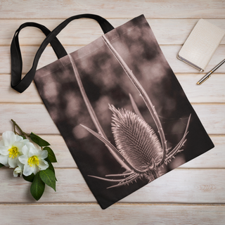 Lina vai kokvilnas auduma maisiņš «Pumpurs maigā saules gaismā» | Kolekcija «Melnbalts»