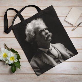 Lina vai kokvilnas auduma maisiņš «Marks Tvens» | Kolekcija «Melnbalts»