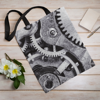 Lina vai kokvilnas auduma maisiņš «Pulksteņa mehānisms» | Kolekcija «Melnbalts»