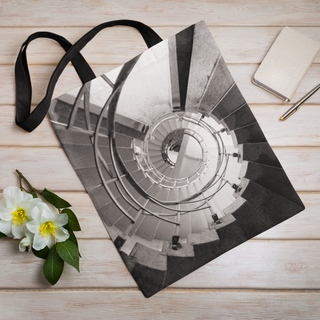 Lina vai kokvilnas auduma maisiņš «Kāpņu telpa» | Kolekcija «Melnbalts»