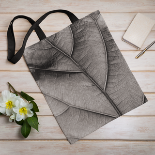 Lina vai kokvilnas auduma maisiņš «Lapas tekstūra» | Kolekcija «Melnbalts»