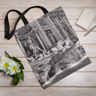 Lina vai kokvilnas auduma maisiņš «Trevi strūklaka» | Kolekcija «Melnbalts»