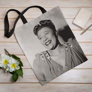 Lina vai kokvilnas auduma maisiņš «Ella Fricdžeralda» | Kolekcija «Melnbalts»