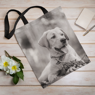 Lina vai kokvilnas auduma maisiņš «Labradora retrīvers» | Kolekcija «Melnbalts»