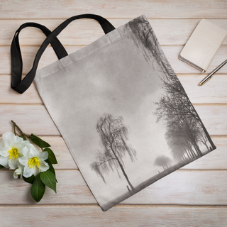 Lina vai kokvilnas auduma maisiņš «Veci koki» | Kolekcija «Melnbalts»