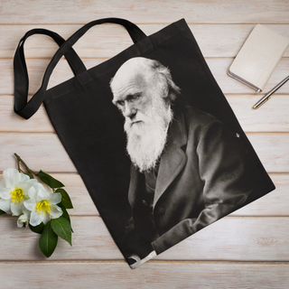 Lina vai kokvilnas auduma maisiņš «Čārlzs Darvins» | Kolekcija «Melnbalts»