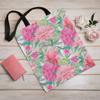 Lina vai kokvilnas auduma maisiņš «Rozā ziedu glezna» | Kolekcija «Aquarello»