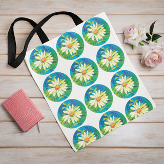 Lina vai kokvilnas auduma maisiņš «Margrietiņu uzlīmes» | Kolekcija «Aquarello»