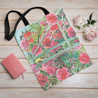 Lina vai kokvilnas auduma maisiņš «Romantiskās krūmrozes» | Kolekcija «Aquarello»