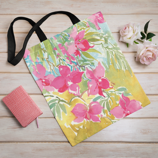 Lina vai kokvilnas auduma maisiņš «Skaisti akvareļu ziedi» | Kolekcija «Aquarello»