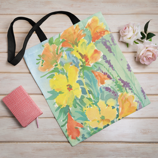 Lina vai kokvilnas auduma maisiņš «Krāšņi akvareļu ziedi» | Kolekcija «Aquarello»