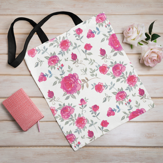Lina vai kokvilnas auduma maisiņš «Rožu raksts uz balta fona» | Kolekcija «Aquarello»