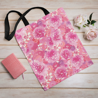 Lina vai kokvilnas auduma maisiņš «Rozā ziedu raksts» | Kolekcija «Aquarello»
