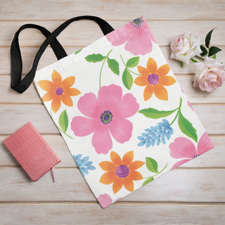 Lina vai kokvilnas auduma maisiņš «Krāsaini ziedi» | Kolekcija «Aquarello»