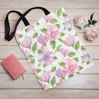 Lina vai kokvilnas auduma maisiņš «Pasteļkrāsu ziedi» | Kolekcija «Aquarello»