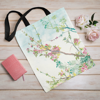 Lina vai kokvilnas auduma maisiņš «Pavasara ziedu zars» | Kolekcija «Aquarello»