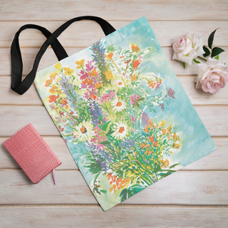 Lina vai kokvilnas auduma maisiņš «Vasaras ziedu pušķis» | Kolekcija «Aquarello»