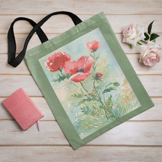 Lina vai kokvilnas auduma maisiņš «Akvareļu magones» | Kolekcija «Aquarello»