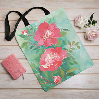 Lina vai kokvilnas auduma maisiņš «Tumši rozā krūmroze» | Kolekcija «Aquarello»