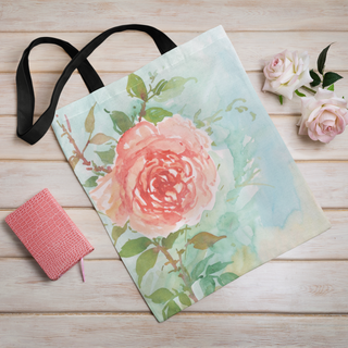 Lina vai kokvilnas auduma maisiņš «Gaiši rozā krūmroze» | Kolekcija «Aquarello»