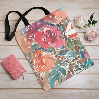 Lina vai kokvilnas auduma maisiņš «Izteiksmīgas rozes» | Kolekcija «Aquarello»