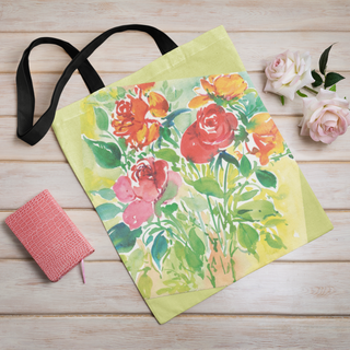 Lina vai kokvilnas auduma maisiņš «Rozes košās krāsās» | Kolekcija «Aquarello»