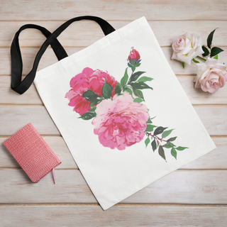 Lina vai kokvilnas auduma maisiņš «Divas rozes un pumpurs» | Kolekcija «Aquarello»