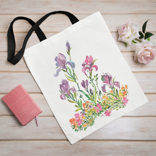 Lina vai kokvilnas auduma maisiņš «Garie Īrisu ziedi» | Kolekcija «Aquarello»