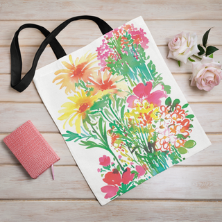 Lina vai kokvilnas auduma maisiņš «Smalkie ziedi košās krāsās» | Kolekcija «Aquarello»