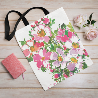 Lina vai kokvilnas auduma maisiņš «Akvareļu ziedi» | Kolekcija «Aquarello»