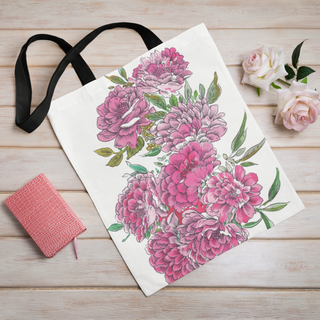 Lina vai kokvilnas auduma maisiņš «Krizantēmas uz balta fona» | Kolekcija «Aquarello»