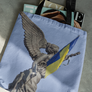 Lina vai kokvilnas auduma maisiņš «Uzvaras dieviete Harkivā» | kolekcija «Par Ukrainu»