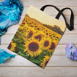 Lina vai kokvilnas auduma maisiņš «Saulgriežu pasaule» | Kolekcija «Saulespuķu dārzi»