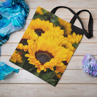 Lina vai kokvilnas auduma maisiņš «Tikai saulespuķes» | Kolekcija «Saulespuķu dārzi»