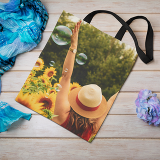 Lina vai kokvilnas auduma maisiņš «Prieks saulespuķes» | Kolekcija «Saulespuķu dārzi»