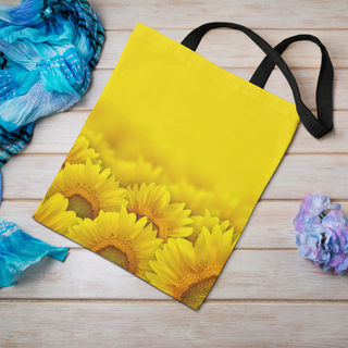 Lina vai kokvilnas auduma maisiņš «Dzeltenā pasaule» | Kolekcija «Saulespuķu dārzi»