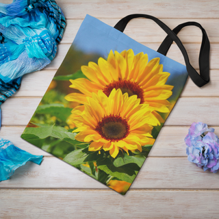 Lina vai kokvilnas auduma maisiņš «Divas saulespuķes» | Kolekcija «Saulespuķu dārzi»