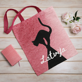 Lina vai kokvilnas auduma maisiņš «Kaķis no Rīgas»